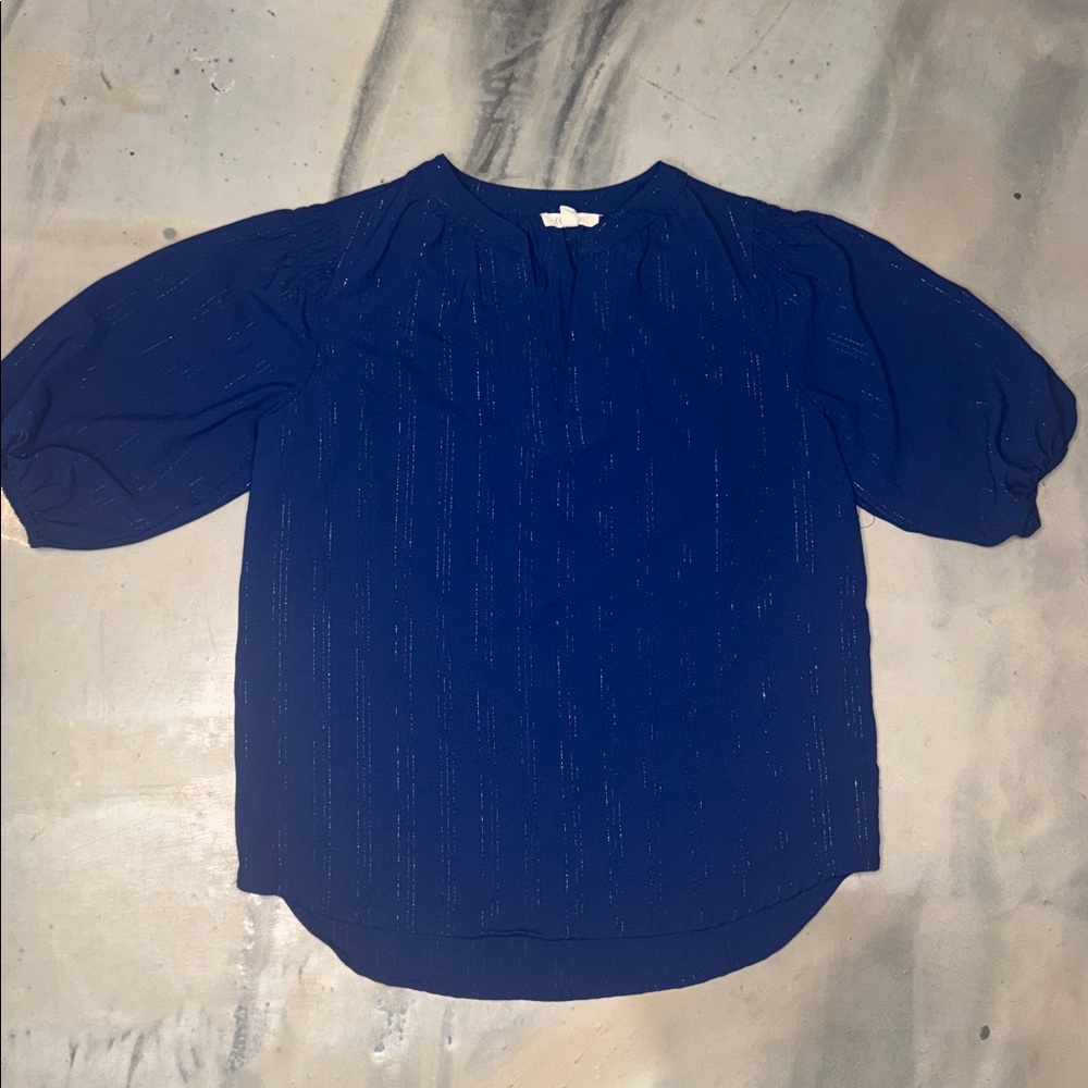 Elegant Royal Blue V-Neck Blouse